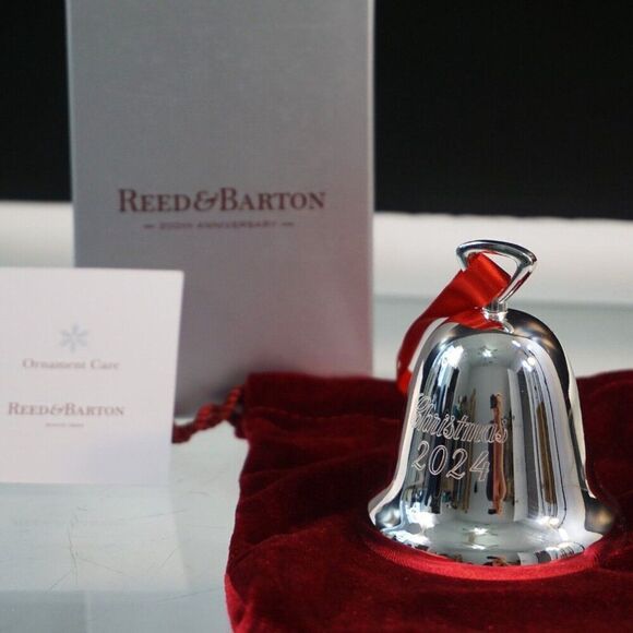 Reed And Barton Christmas 2024 Annual Silver Bell Ornament New in Box - Picture 2 of 7